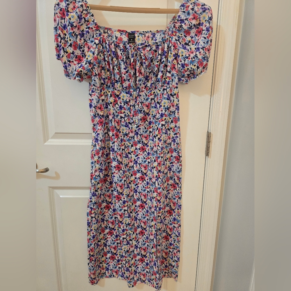 Emery Rose Floral Puff Sleeve Midi Dress, Size M - Picture 7 of 8